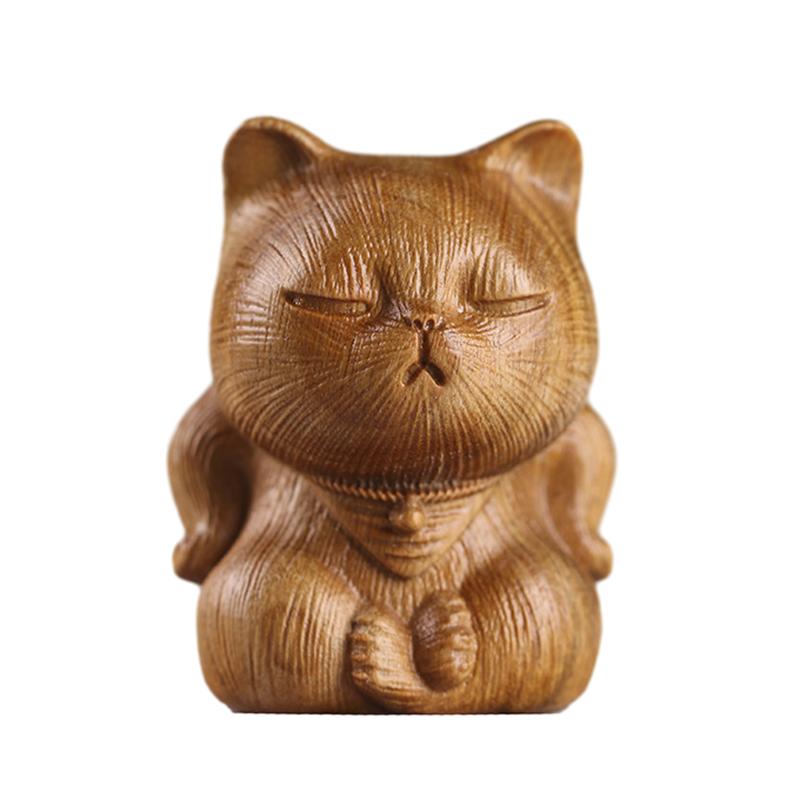 

Ручная резьба по дереву, милые украшения в виде маленьких кошек, сандаловое дерево, высокомерная фигурка кошки, скульптура, деревянный декор, настольные поделки, подарки