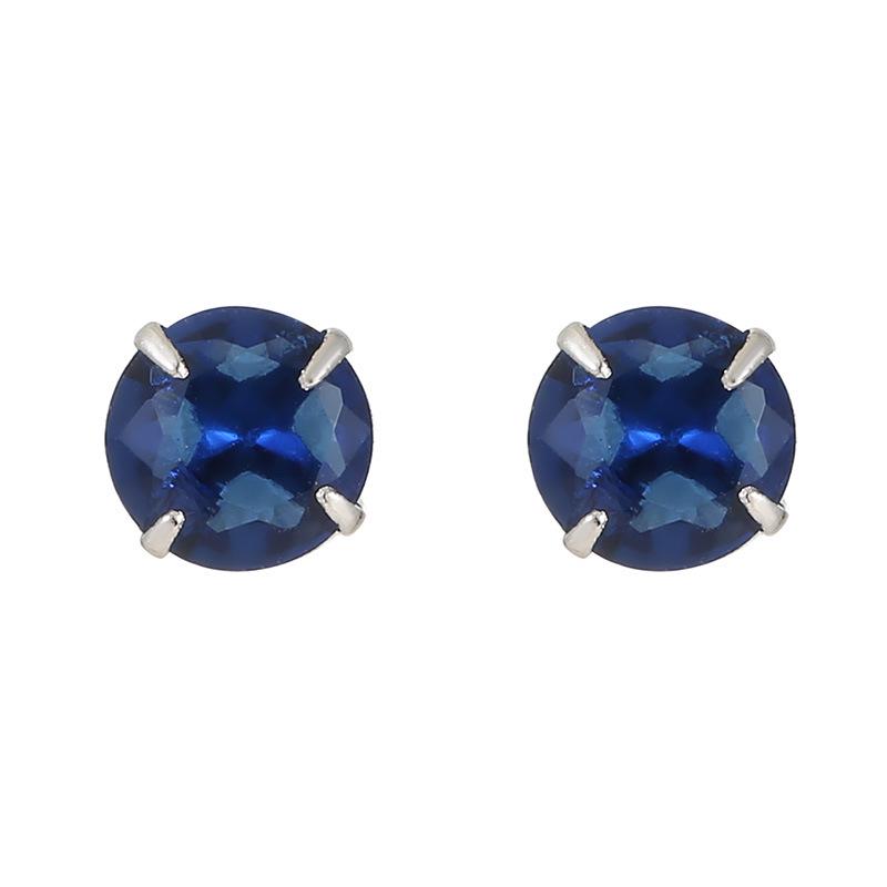 Banyan Tree S999 Silver Birthstone Earrings: Women's Four-Claw Colored Diamond Ear Studs for Everyday Wear