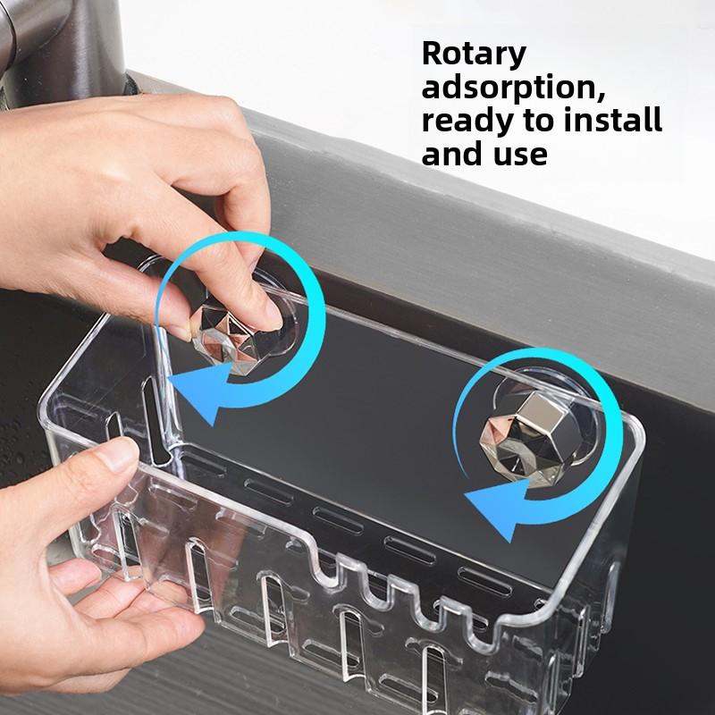 Built-in Kitchen Sink Rack, Suction Cup, Draining Basket, Wall-mounted Sink, Narrow-edge Storage, Draining Rack