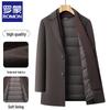 Rommon Men's 100% Wool Mid-length Overcoat with Detachable Down Liner
