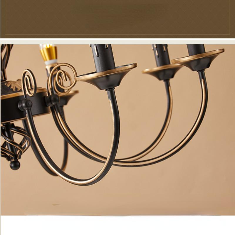 Rural Retro Chandelier Candle Living Room Dining Room Lamp Bedroom Lamp Antique Iron Pendant Lamp