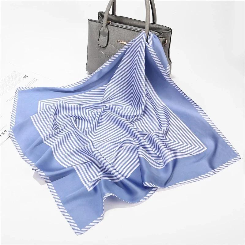 Fashion Kerchief Scarfs For Women Floral Print Hairband Neck Scarf For Ladies 70*70CM Small Shawls Square Silk Satin Bag Scarves