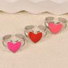 European and American Oil Dripping Stainless Steel Heart-shaped Open Ring French Retro Index Finger Ring