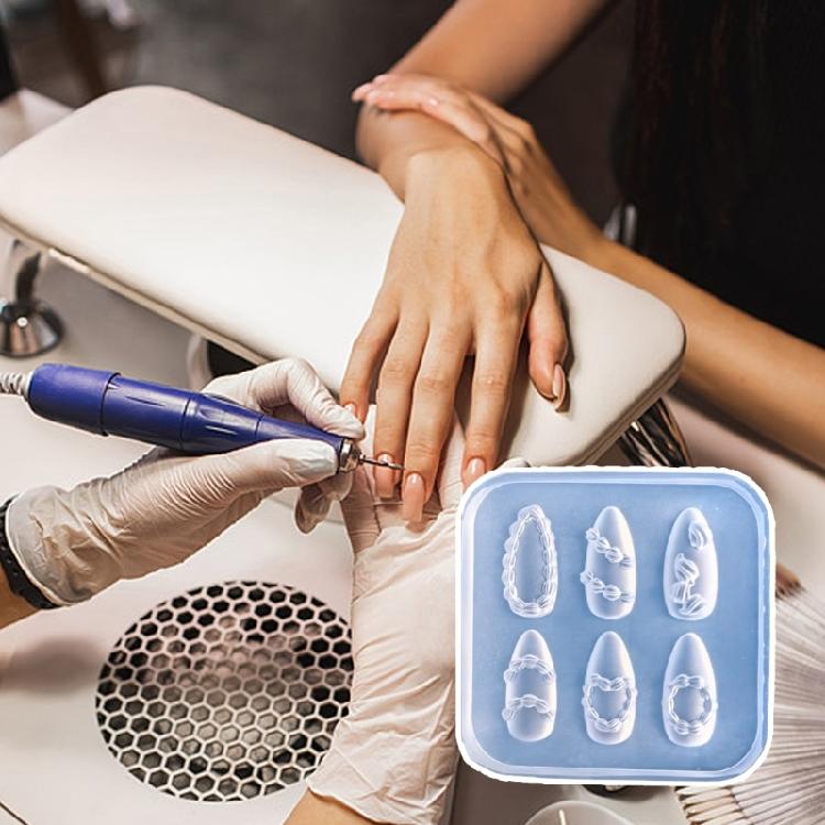Wiederverwendbare Silikon-Schablone für Nagelkunst Stempel für Nagelkunst Französische Spitze Randform Französische Spitze Silikon-Nagelwerkzeug
