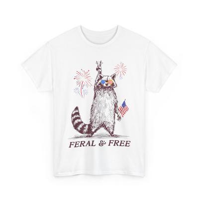 Wilde & Vrije Grappige Patriottische Wasbeer Wilde En Vrije 4 Juli T-shirt