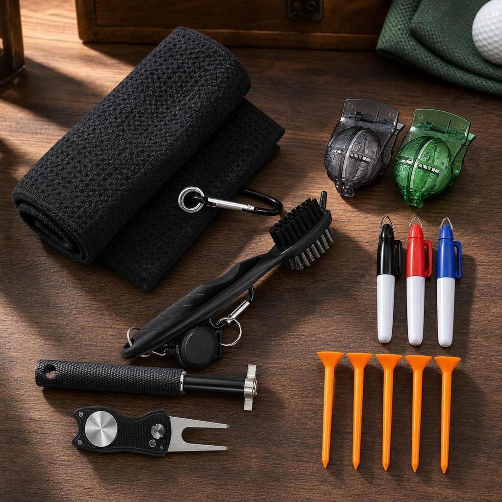 Golf Towel and Brush Set Lightweight Gear Highly Absorbent for Golfers