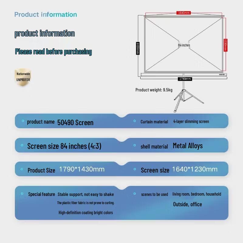 Deli 50490 Tripod Projector Screen
