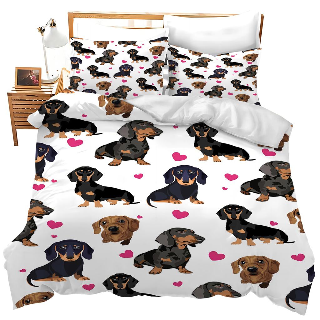 Kawaii Dog Duvet Cover Set Cute Dog Animal Bedding Set For Kids Cartoon Puppy Pug Comforter Covers 1 Quilt Cover 2 Pillowcases