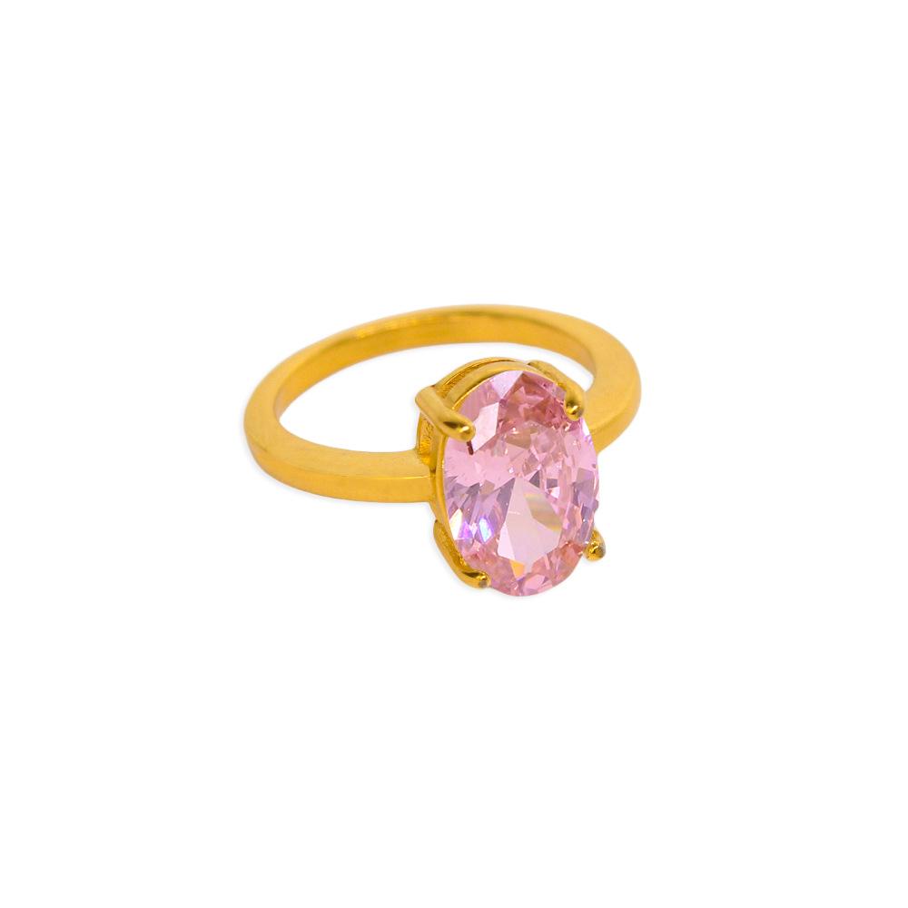 Trendy Retro Oval Faceted Cubic Zirconia Stainless Steel Ring for Women Size 8