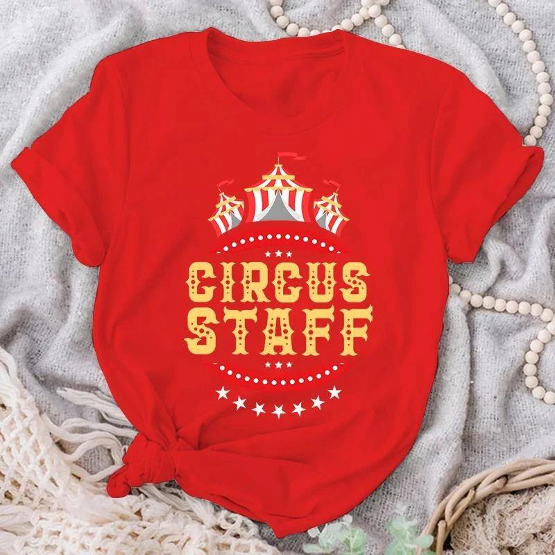 2026 Circus Staff Print Tshirt Summer Casual Short Sleeve Tee Fashion Loose T Shirts Hip Hop Streetwear Oversized Tshirt Short Sleeve Casual Clothing