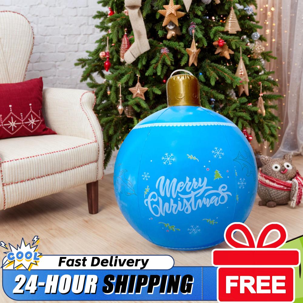 60cm New Inflatable Christmas Ball Giant Inflatable Christmas Ball New Years Christmas Ornaments Outdoor Christmas Holiday Decor