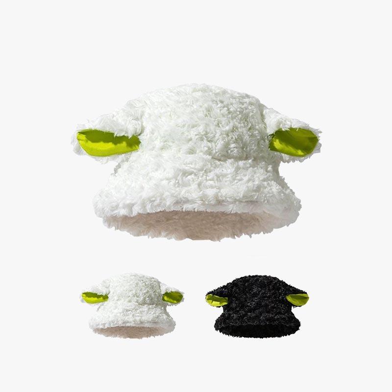 Winter Pretty Sheep Ear Hat for Women Korean Cute Lamb Fisherman Hat for Womens Warm Cashmere Hat