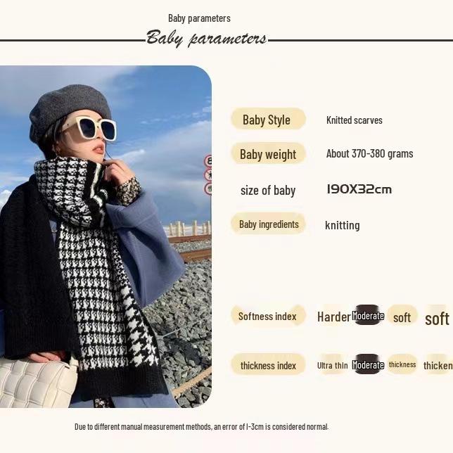 Autumn/Winter Korean Houndstooth Knit Snood: Thick Warm Versatile Scarf/Shawl