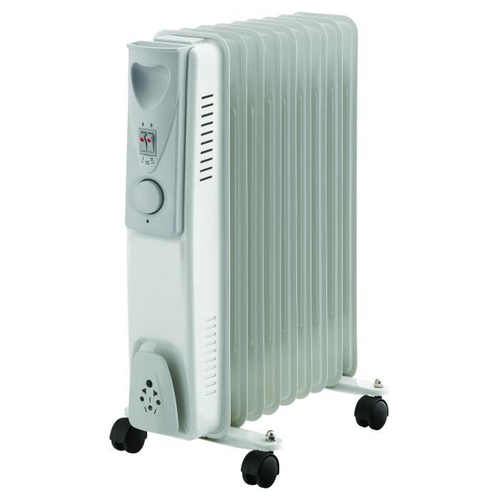 Radiateur électrique bain d'huile - 2000W - WARM TECH - 240V - Jusqu'à 30m3 - Gris