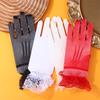 Elegant Ladies Short Lace Gloves Sheer Fishn Net Prom Party Gloves Female's Fashionable Soild Color Full-finger Mittens