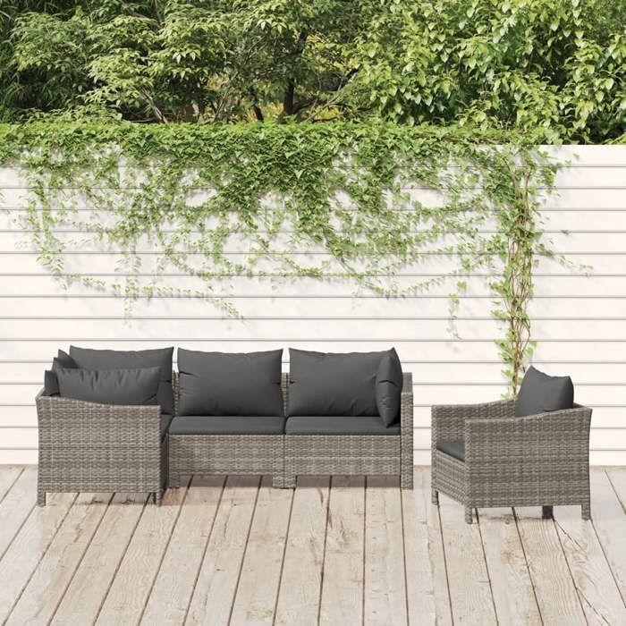VidaXL Salon de Jardin avec Coussins 5 pcs, Ensemble de Meubles de Terrasse, Mobilier d'Extérieur, Canapé de Patio, Moderne, 3187280