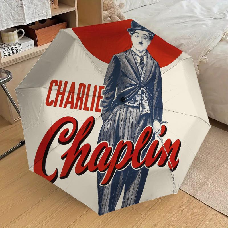 

1pc Charlie Chaplin Automatic Folding Umbrella, Portable Collapsible Design, Casual Outdoor Accessory L1127078