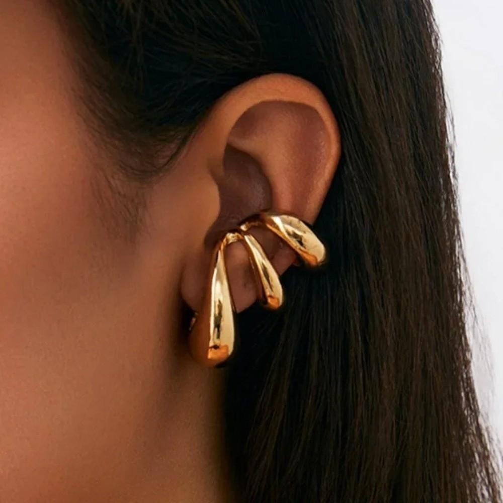 Wassertropfen Mehrschichtig Hohl Ohrclips Gold Ohr Manschette Schmuck Vintage Fake Piercing Ohrringe Damen