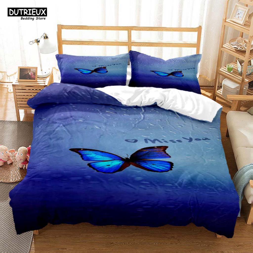 Simple And Atmospheric Butterfly Printed Bedding Soft And Comfortable Comforter Bedding Sets Complete Size Customizable