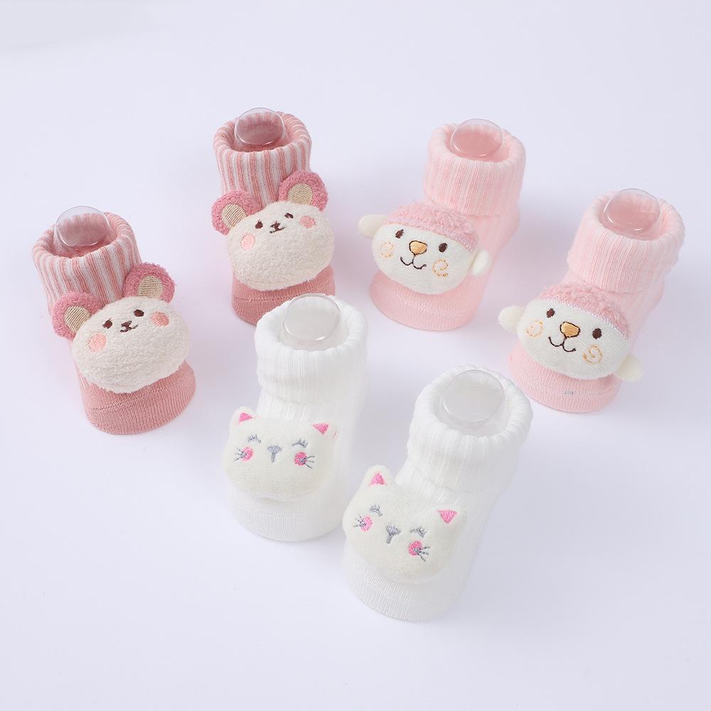 3 Pairs Newborn Baby Socks Cute Cartoon Animal Cotton Floor Socks Infant Thin Socks Breathable Kids Clothes Accessories