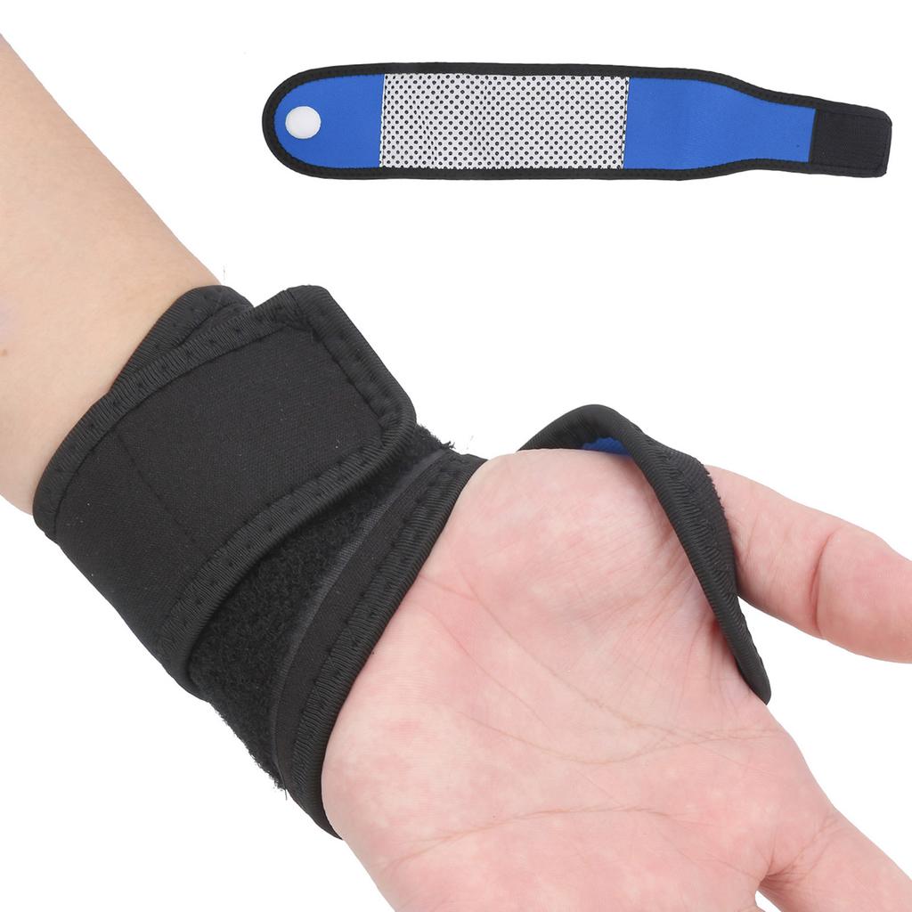 Selbsterwärmende Magnet Handgelenkstütze Winter Warmhalten Band Sport Turmalin Armband(Schwarz Blau