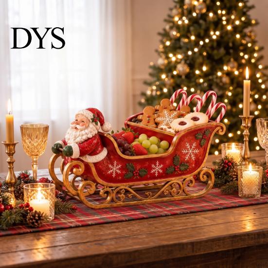 Ornamento per Casa Vacanze Slitta di Babbo Natale Centrotavola Natalizio, Ciotola da Portata Multi-Scomparto per Caramelle e Frutta, Ciotola Contenitore Claus per Tavolo Festivo per