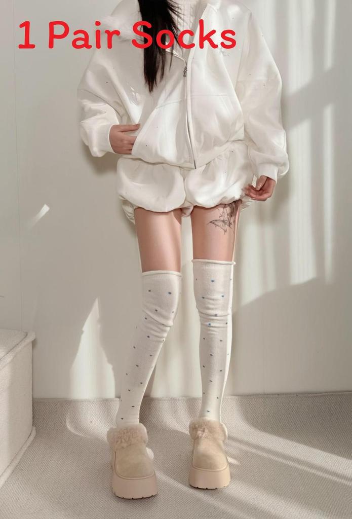 Duvet Fleece Thickened Winter Stacking Socks For Women With Warm Cotton Material