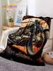 Motocross Modern Retro Motorcycle Soft Blankets Cozy Warm Throw for Picnic Bed Sofa Home Bedroom