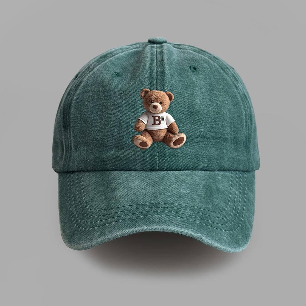 Roztomilá kšiltovka s horkou ražbou medvídka, pánská a dámská, vysokoškolský styl, sluneční klobouk, pár, univerzální kšiltovka, vlna