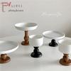Ins French Retro Solid Wood Splicing Ceramic Goblet Coffee Cup Tray Tableware Home Decoration Photo Props
