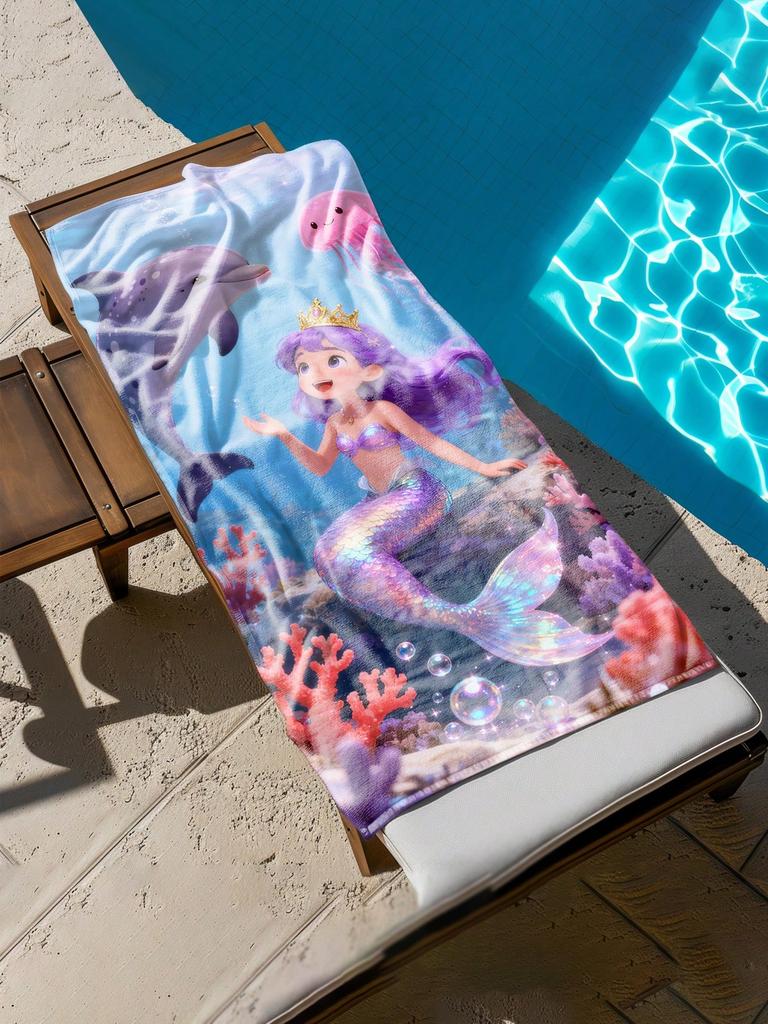 Zeemeermin Dolfijn Strandlaken, Microvezel Zacht Absorberend Sneldrogend, Extra Groot voor Strand Zwembad Reizen, Onderwater Oceaan Print Laken