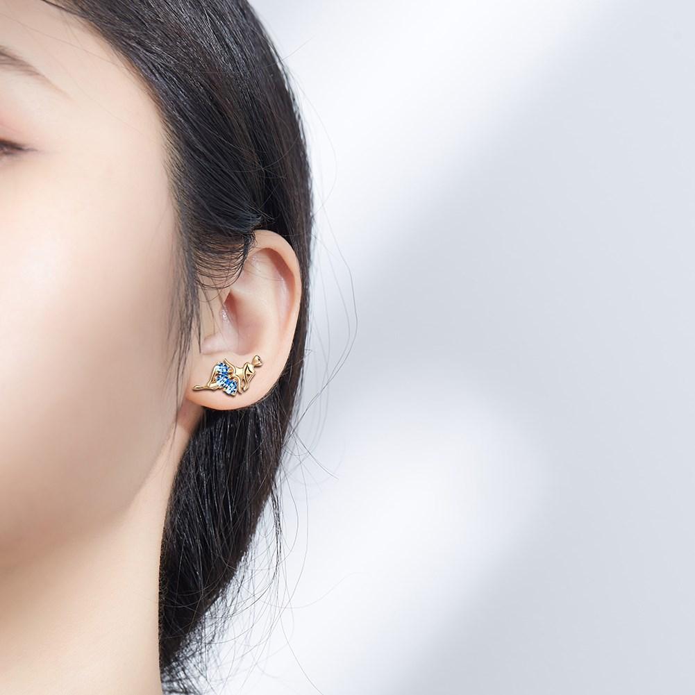 Blue Teardrop Zircon Clip Earrings Ballet Shape Gold Plated Jewelry Women Earring