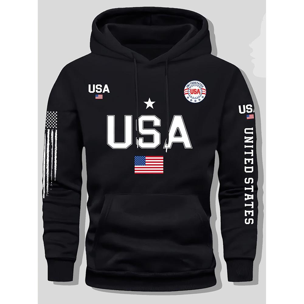 Popular Autumn and Winter New Sweater USA3d Digital Printing Simple Letter Hoodie Sports and Leisure