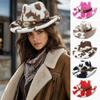 Metal Badge Faux Fur Hat Windproof Cowgirl Hat Vintage Western Cowboy Hat  Winter Wear