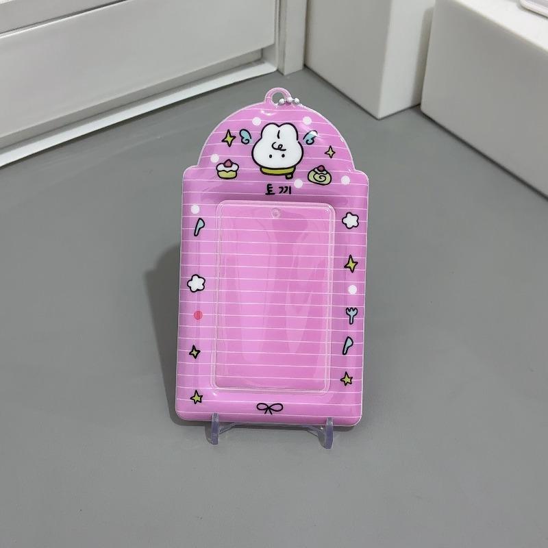 

Кавайный ПВХ фоторамка с кроликом для 3-дюймовой K-pop карты айдола, держатель для полароидных фотокарточек, защитный чехол для ID-карты, сумка-подвеска розовый