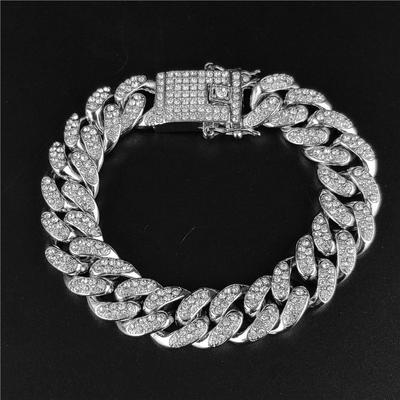 Ανδρικά και γυναικεία Hip hop Iced Out μπούστο Bling Rhinestone Ασημί/χρυσό/ροζ χρυσό Μόδα Μαϊάμι Κοσμήματα με κουβανέζικη αλυσίδα βραχιόλι με δεσμούς