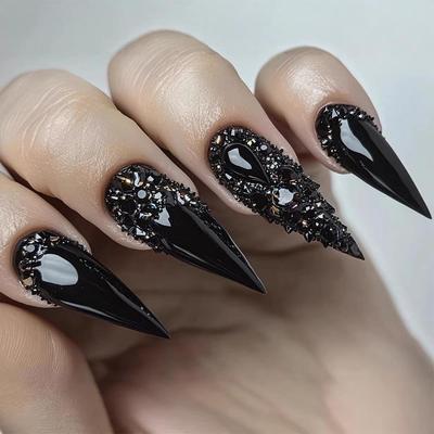 Spicy Gothic Luxury Rhinestone Nail Art Stickers and Wearable False Nails