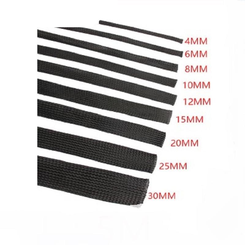 

4/6/8/10/14/20/25 мм ПЭТ провод и кабель защитный рукав 5 м черный изолированный плетеный нейлоновый сетевой рукав управления 6mm