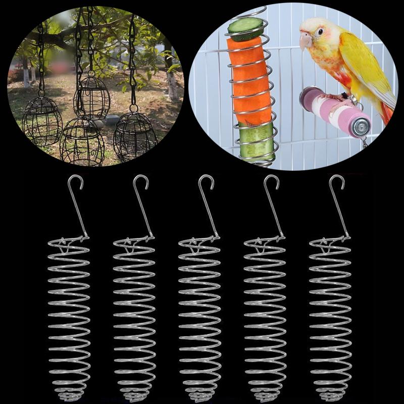 Hanging Parrot Forager Feeder Durable Outdoor Bird Feeding Device Spiral Design Natural Fruit Basket for Small Pets