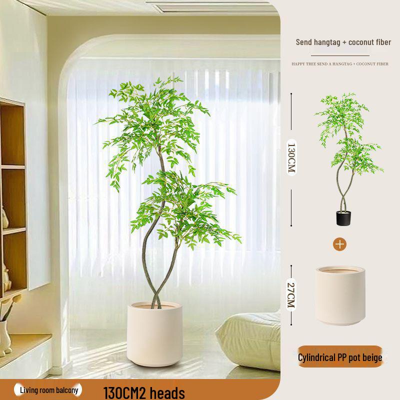 High-End Nandina Domestica Floor-Standing Faux Green Plant for Indoor Decoration