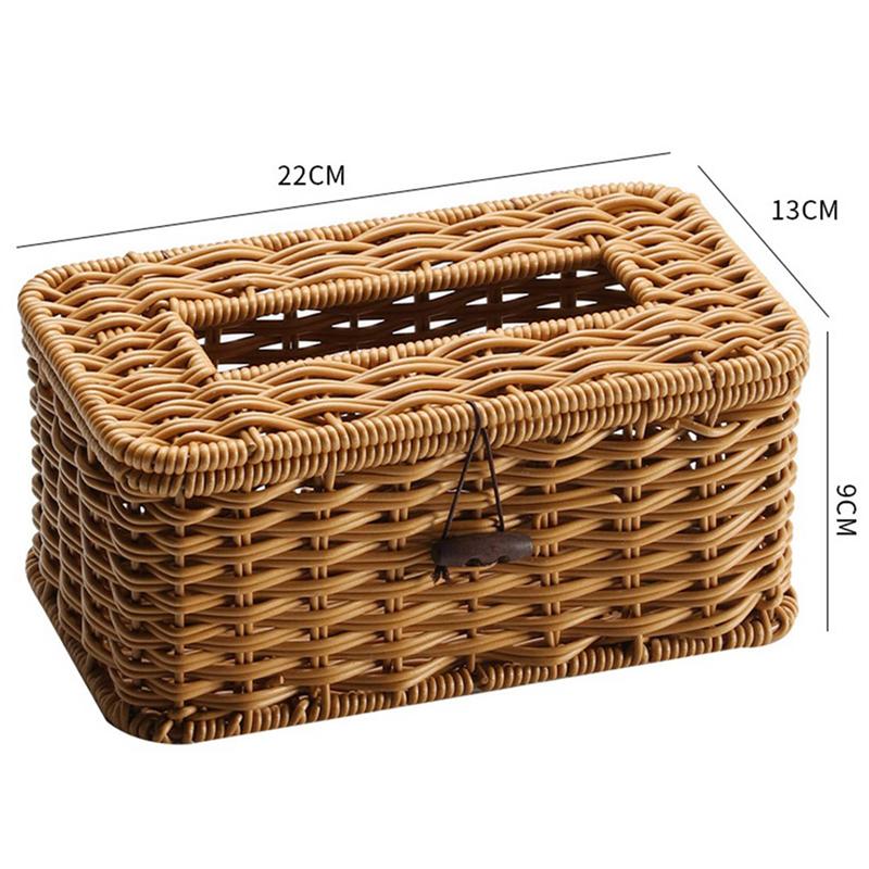 ABBY-2X Rattan Rectangular Tissue Box Cover - Boho Decorative Woven Tissue Holder,Vintage Farmhouse Tissue Dispenser For Home