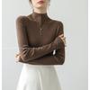 Women's Knitted Sweater Autumn/Winter New Style Apricot Long Sleeve Half High Collar Bottom Shirt