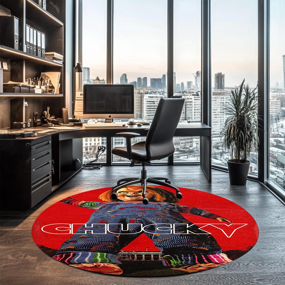 Chucky Printed Round Rug Carpet Chair Rug Area Rug Entryway Doormats,for Office Chair Living Room Bedroom Kitchen Room.