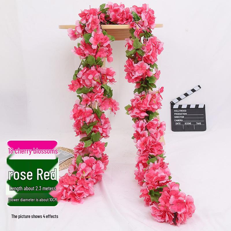 Artificial Rose Vine Ceiling Decor with Rattan for Living Room and AC Pipe Cover