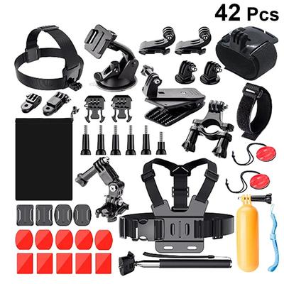 42-teiliges Action-Kamera-Befestigungsset mit Schnellverschluss, inklusive Schutzrahmen, Selfie-Stick & Mini-Stativ für GoPro, Outdoor-Sport, Vlogging, C