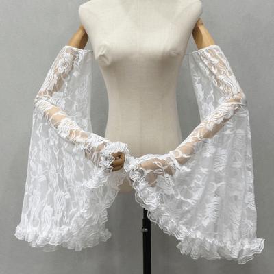 Luxurious Sunscreen Long Tulle Sleeves Thin Breathable Sheer Bridal Gloves Lace Detachable Sleeves Wedding Party