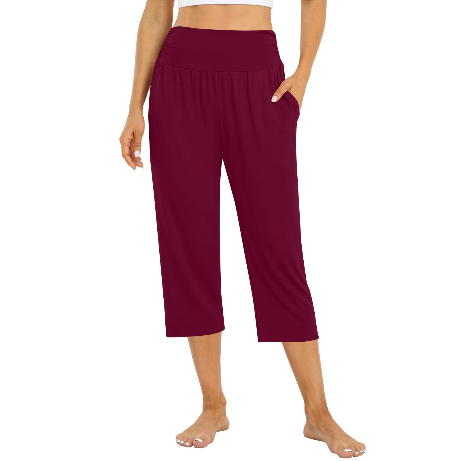 

Женские брюки летние свободные штаны для йоги удобные тренировочные штаны с карманами XXL