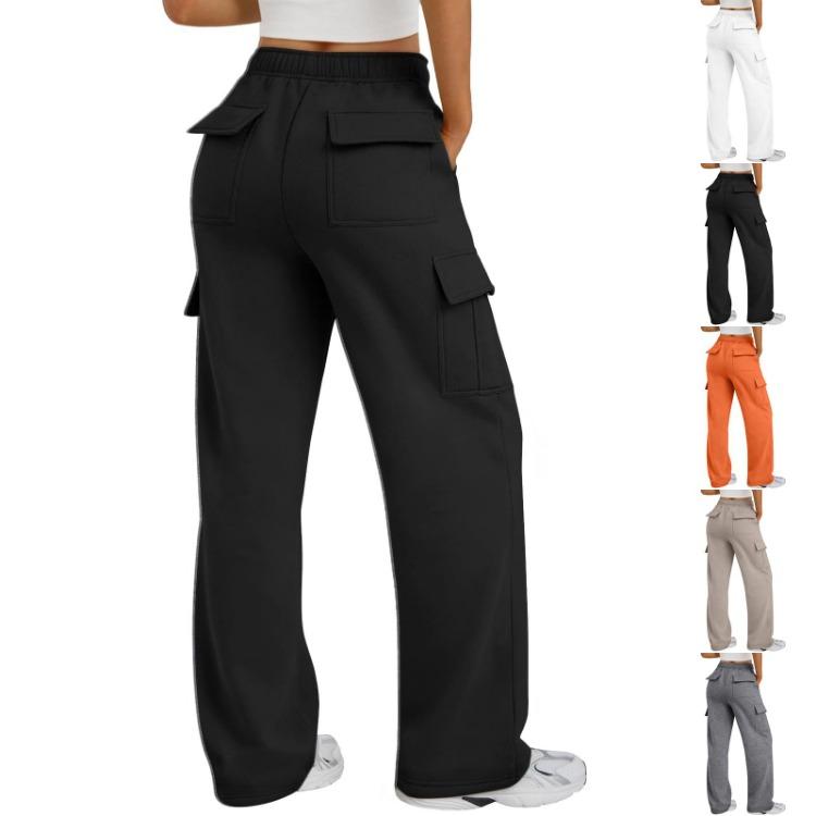 Women Utility Trousers Casual Fashion High Waisted Wide Leg with Pockets