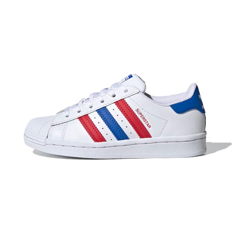 Adidas Originals SUPERSTAR Low top Skateboard Shoes White Blue Red Children Aged 3 7 Years Old FW5850