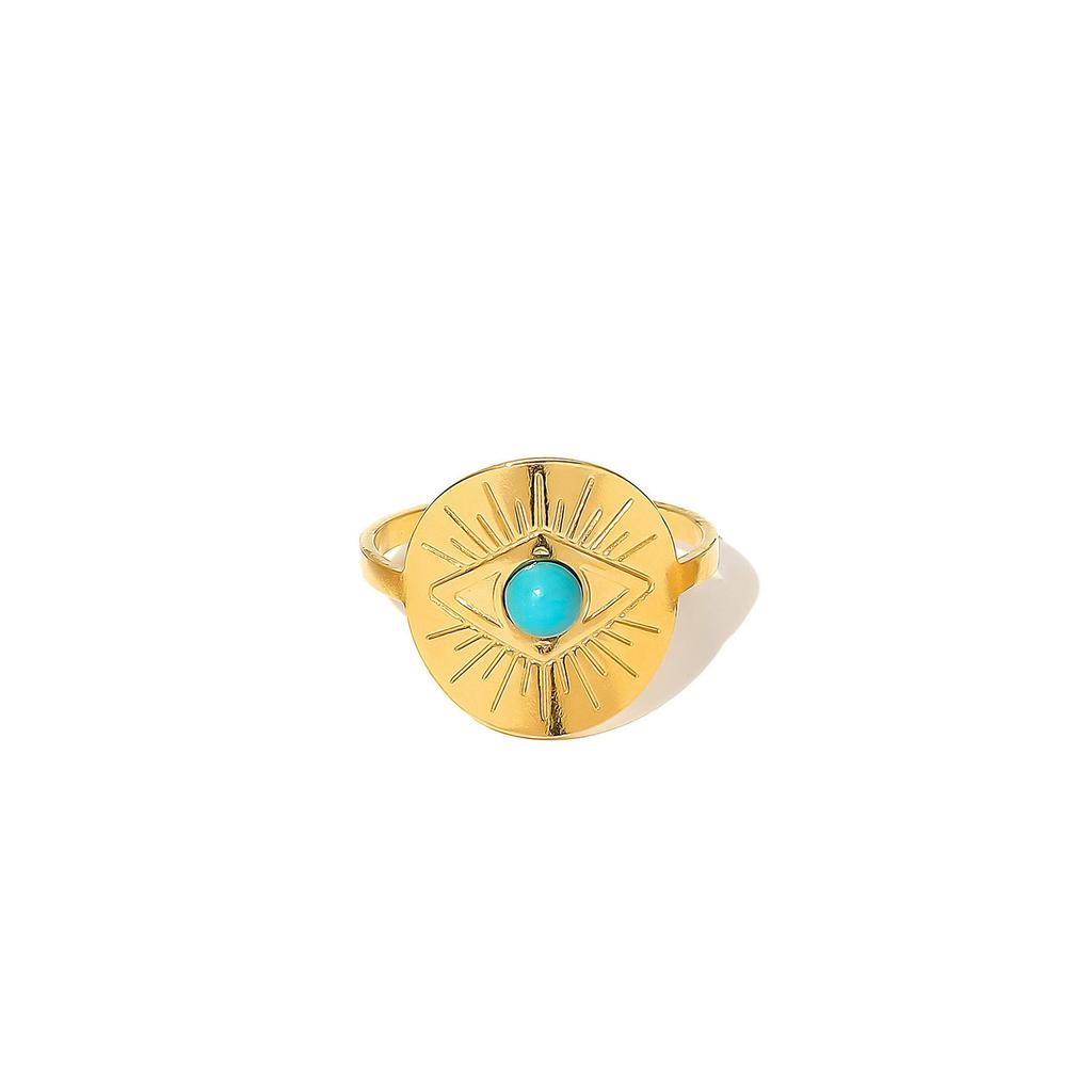 Edelstahlring, Vakuum-beschichtet 18 Karat Gold Türkisfarbener Blatt-Öffnungs-Einzelarmband.